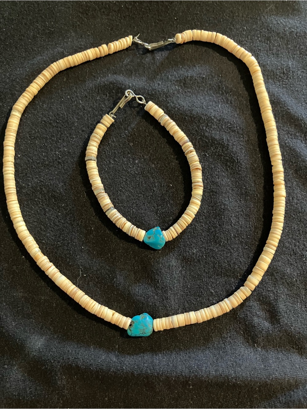 VTG Native American Kewa Santo Domingo Turquoise Shell Heishi Necklace Set